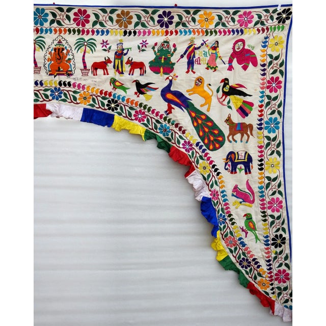 Vintage Door Valance Kutch Hand Embroidered Door Topper Curtain Wall Hanging For Sale - Image 6 of 6