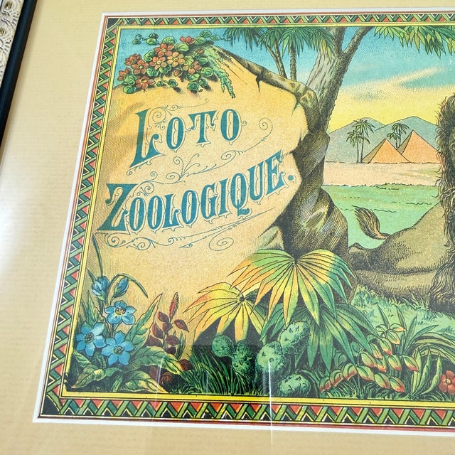1900 - 1909 Loto Zoologique Game Box Lid, Chromolithograph, Framed, Circa 1900 For Sale - Image 5 of 13
