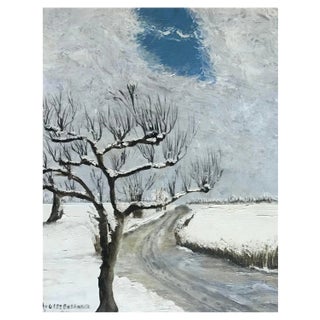 Winter View, Painting on Wood For Sale