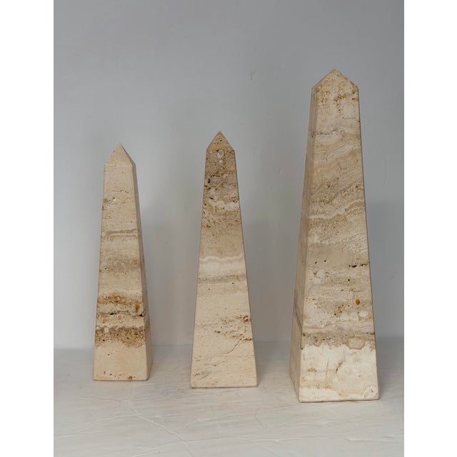 1970s F.lli Fratelli Mannelli Italian Rapolano Travertine Obelisks - A Set of 3 For Sale In Detroit - Image 6 of 12