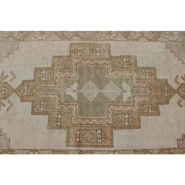 Textile Vintage Turkish Oushak Rug in Sage Green, Taupe, Light Brown, and Light Green For Sale - Image 7 of 13
