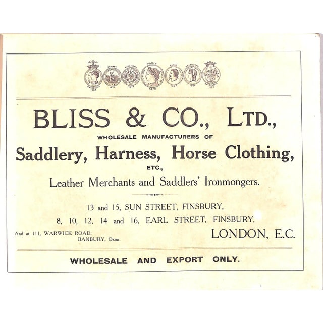 [90] pp. Bliss & Co., Ltd. c1900 8 1/2" x 11 1/8" Plates include: saddles, sidesaddles, basket saddles, bridles, muzzles,...