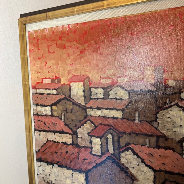 1960s Vintage Street Scene Italian Painting on Canvas ~ Signed Vincenzo Imbriano 1968 For Sale - Image 5 of 10