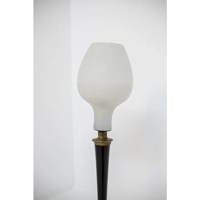 Large Italian Opal Glass and Wood and Brass Table Lamp For Sale - Image 15 of 18