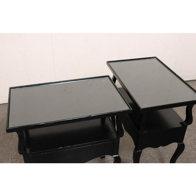 Black French Mid-Century 2-Tier Black End Tables For Sale - Image 8 of 12