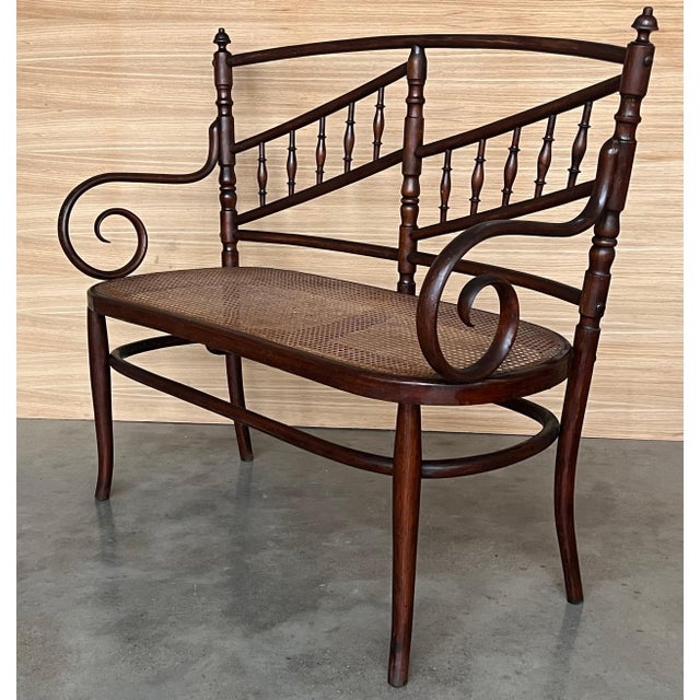 20th Century Bentwood Sofa in the Thonet Style, circa 1925, Caned Seat For Sale In Miami - Image 6 of 18