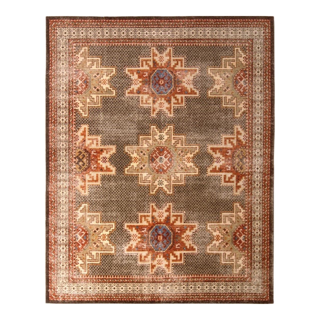 Rug & Kilim’s Oversized Etoile Rug in Red and Brown, 13x19 For Sale