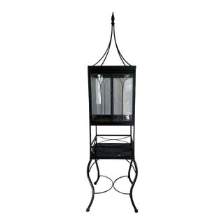 Late 19th Century Tall Gothic Cathedral-Style Iron & Glass Terrarium Vitrine on Stand For Sale
