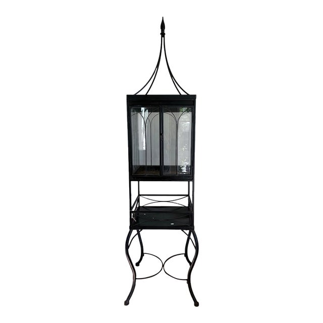 Late 19th Century Tall Gothic Cathedral-Style Iron & Glass Terrarium Vitrine on Stand For Sale