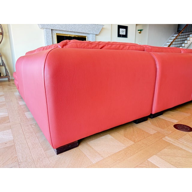 Contemporary Roche Bobois, Sacha Lakic, Italian Sofa, 100% Genuine Leather For Sale - Image 3 of 9