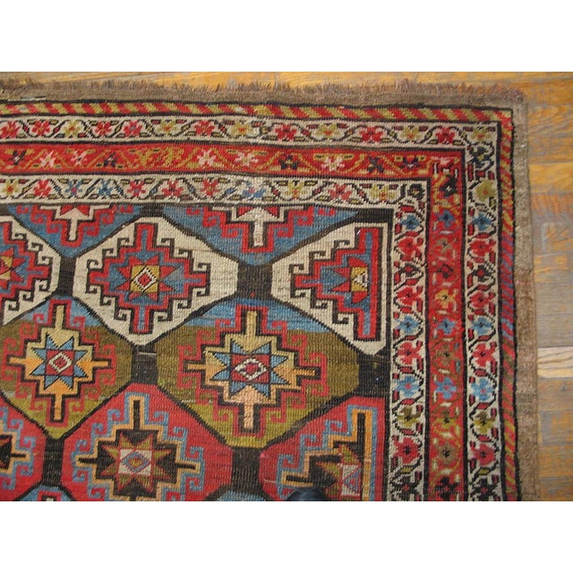 1880s Red Geometric Tribal Antique Persian Bijar Rug 4'4" X 8'4" Handknotted Wool Carpet For Sale - Image 4 of 6