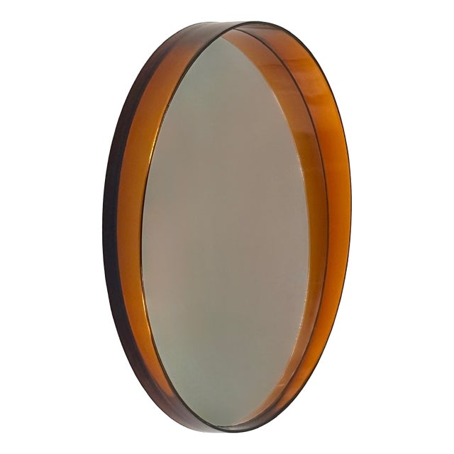 French Space Age Amber Wall Mirror in Sculptural Plastic, 1970s For Sale