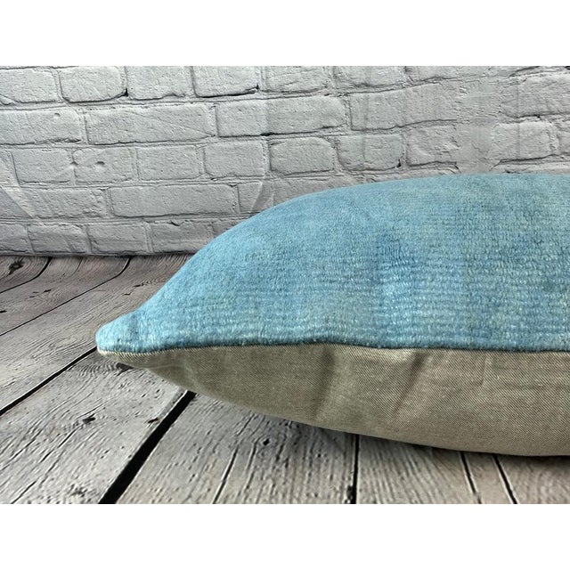 16 x 24 Hemp Pillow Turkish Cushion Natural Blue Pillow Cushion Cover #6220 For Sale - Image 4 of 4