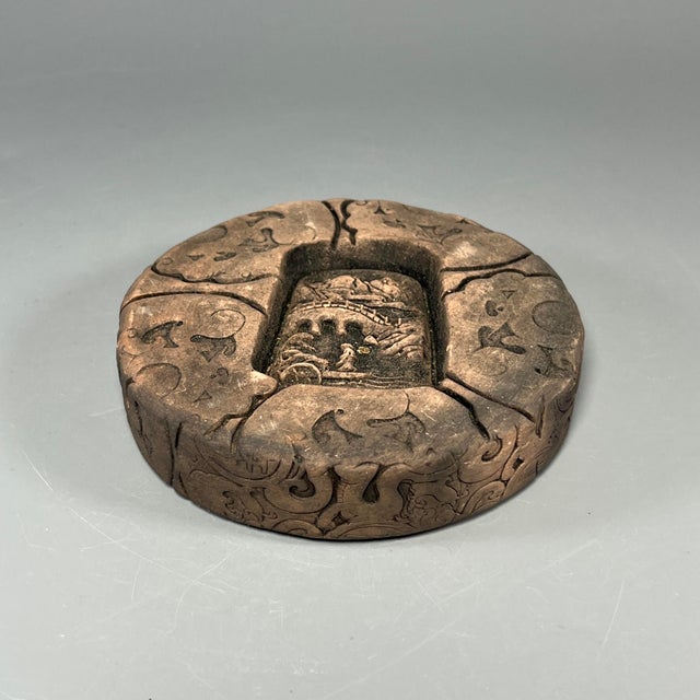 Chinese Antique Chinese Circular Ceramic Desk Ornament, Can Be Used as Paperweight For Sale - Image 3 of 4