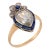 19th Century Victorian Paste Diamond Synthetic Sapphire 14k Gold Ring, Size 6.25 For Sale