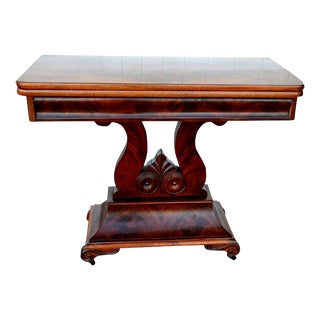 Late 19th Century Regency Style Mahogany Harp Lyre Base Game Table For Sale
