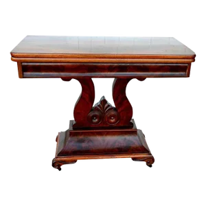 Late 19th Century Regency Style Mahogany Harp Lyre Base Game Table