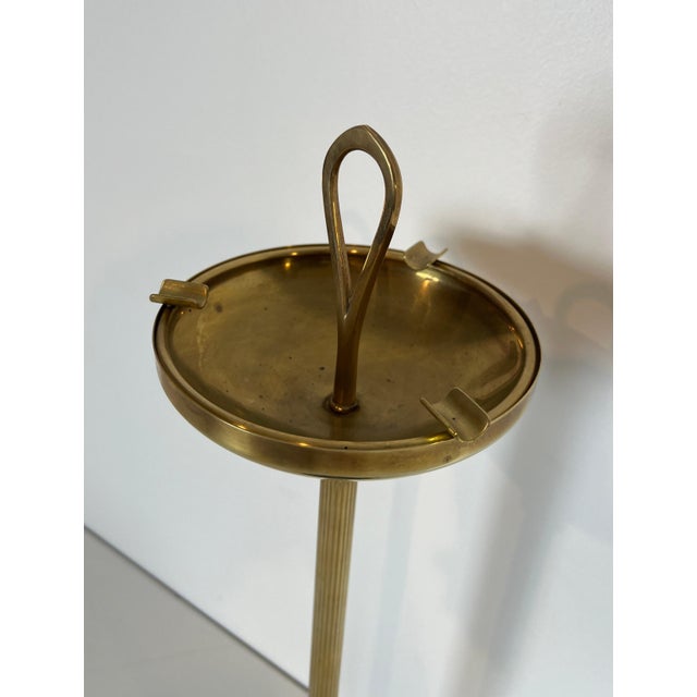 Metal Neoclassical style bronze and brass ashtray on a circular black marble base For Sale - Image 7 of 12