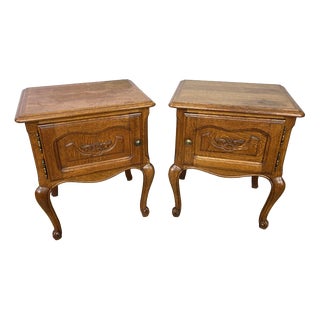 Vintage French Louis Oak Nightstands, Set of 2 For Sale