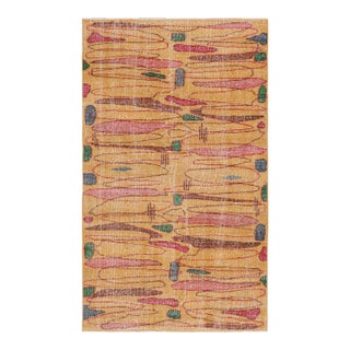 Vintage Zeki Múren Deco Rug in Gold With Geometric Pattern, From Rug & Kilim For Sale