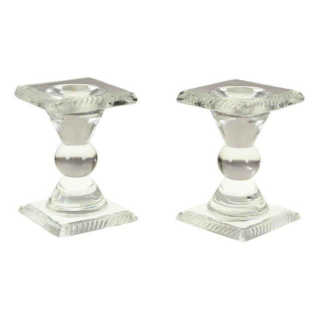 Lalique Crystal Candlesticks, France, 1970s, Set of 2 For Sale