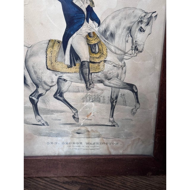 Printmaking Materials Late 19th Century General George Washington Color Lithograph Nathaniel Currier, New York, N Y For Sale - Image 7 of 11