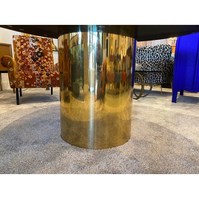 1970s Large Polished Bronze & White Marble Top "Anello" Dining Table by Brueton For Sale - Image 5 of 16