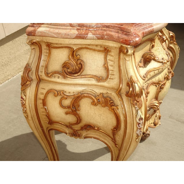 Wood Vintage French Louis XVI Ornate Rococo Gold Nightstands With Marble Table Tops - a Pair For Sale - Image 7 of 13