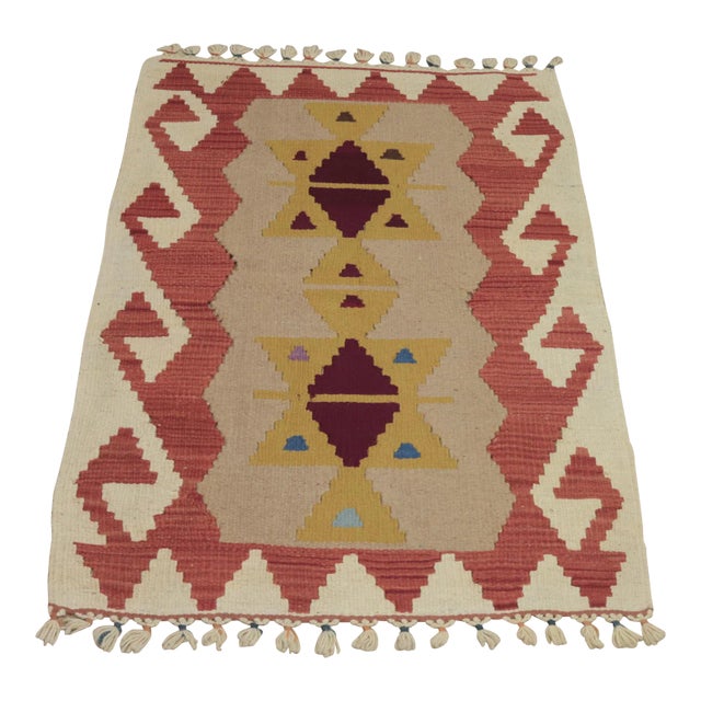 1960s Traditional Wool Oushak Kilim Rug For Sale