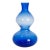 Vintage Hand Blown Blue Studio Art Glass Vase-Translucent-Double Gourd-Bottle For Sale