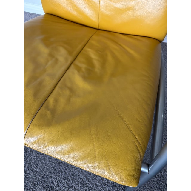 Kebe Leather Lounge Chair – Mustard Yellow – Danish Modern - 1980s For Sale In Austin - Image 6 of 8