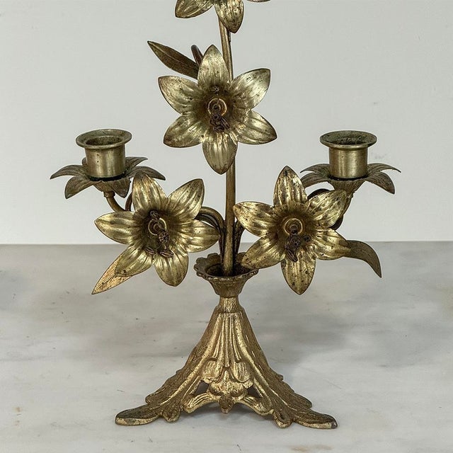 Pair Napoleon III Period Bronze Floral Candelabra For Sale - Image 11 of 13