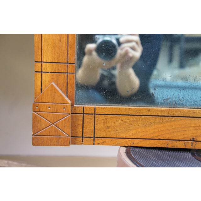 Antique Victorian Eastlake Walnut Hanging Mirror With Carved Scalloped Pediment For Sale - Image 10 of 12