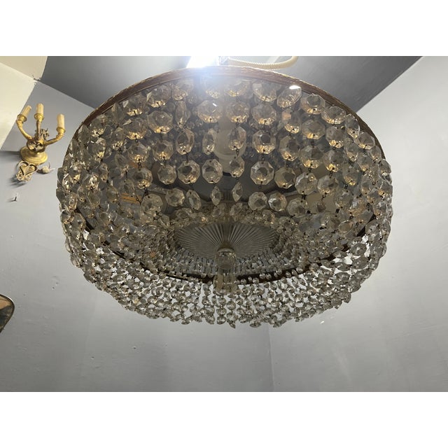 Vintage Crystal Brass Pendant Light, 1960s For Sale - Image 10 of 17