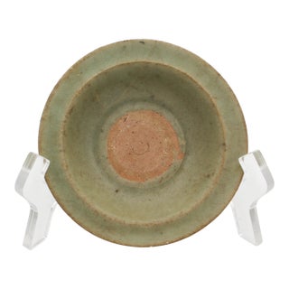 Circa 1271-1368 Chinese Yuan Dynasty Celadon Glazed Pottery Libation Dish For Sale