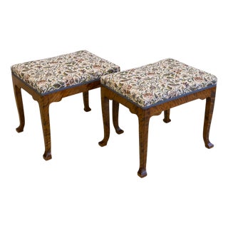 Set of Danish Rococo Style Stools in Birch, 1870s For Sale