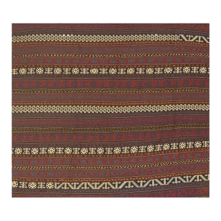 1950s Brown Field Geometric Vintage Turkish Kilim Flatweave Wool Square Rug For Sale