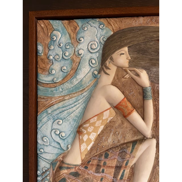 Vintage 1980s Ting Shao Kuang Style Wall Art Hand Painted (25 X 25) For Sale In Palm Springs - Image 6 of 8