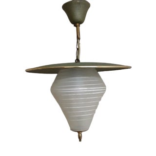 Mid-Century German Ceiling Lamp in Lantern Shape with Green-Painted Metal Parts, 1950s For Sale