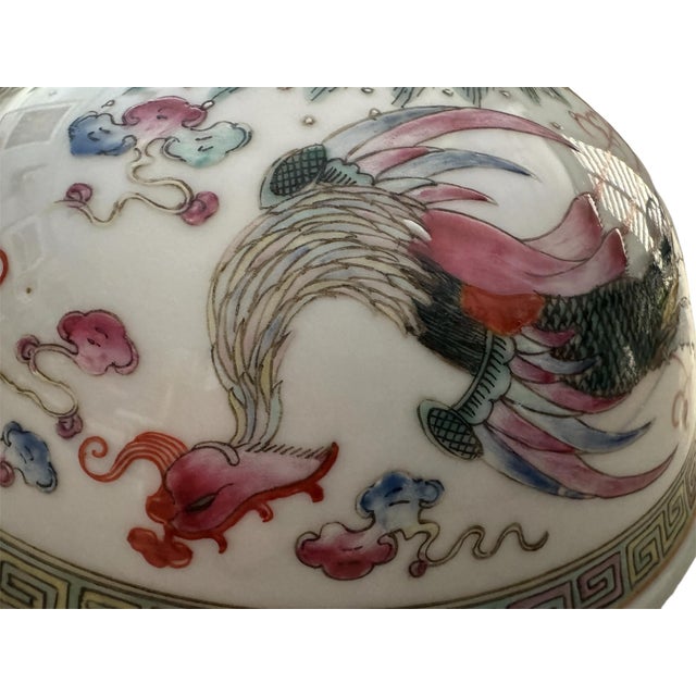 Late 19th Century Exceptionally Fine 'Famille Rose' and Iron-Red 'Dragon and Phoenix' Porcelain Bowl For Sale - Image 9 of 13