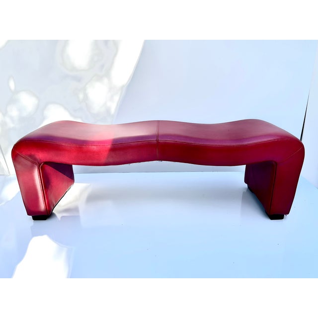 Contemporary 1990s Modern Organic Eco-Leather Bench For Sale - Image 3 of 8