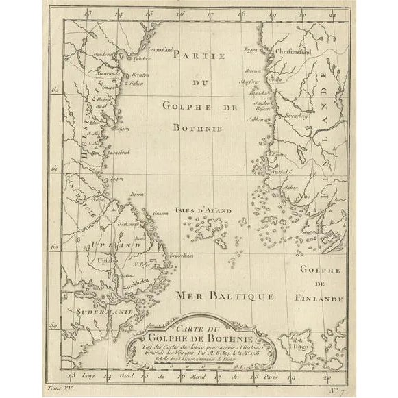 Map of the Gulf of Bothnia, 1759 For Sale
