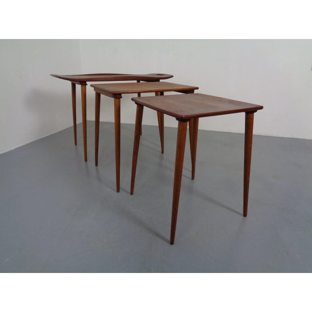 Mid-Century Modern Danish Teak Nesting Tables by Jens Quistgaard for Nissen, 1960s, Set of 3 For Sale - Image 3 of 18