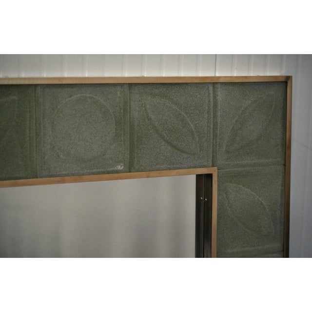 Mid-Century Modern Mid-Century Italian Murano Green Art Glass and Brass Console Wall Mirror For Sale - Image 3 of 11