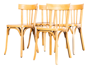 Bentwood Tri Back Dining Chairs from Baumann, 1950s, Set of 4