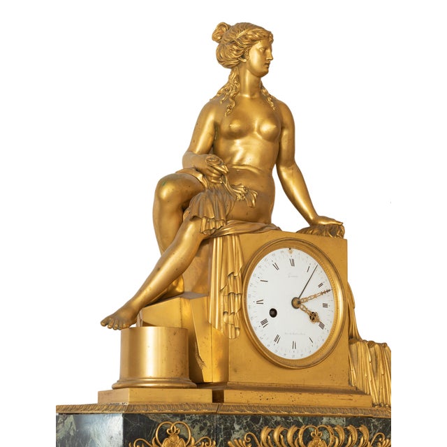 French Empire Bronze Mantel Clock, 1800s For Sale - Image 4 of 12