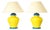 French Yellow and Cobalt Blue Glazed Ceramic Table Lamps, 20th Century, Set of 2 For Sale