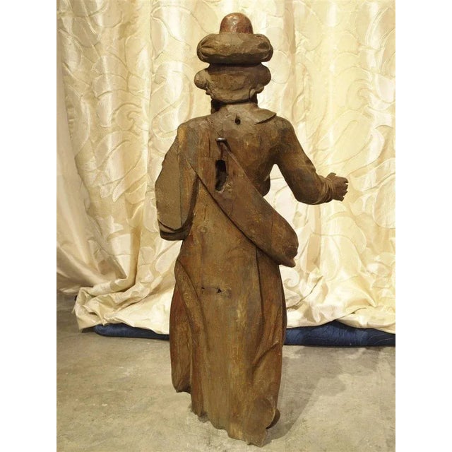 18th Century 18th Century Carved Wooden Statue From France For Sale - Image 5 of 13