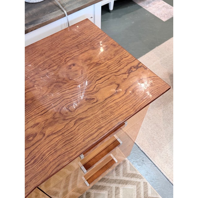 Late 20th Century Italian Mid Century Modern Art Deco Credenza in Figured Wood Veneers For Sale - Image 5 of 12