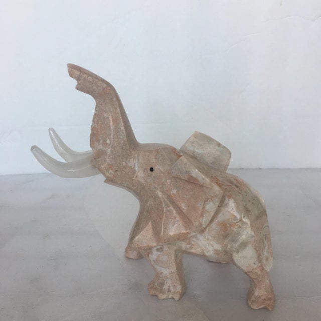 Figurative Pink Stone and Acrylic Hand - Carved Elephant Figurine For Sale - Image 3 of 13